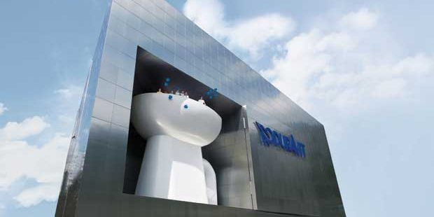La façade en forme de WC du Design Center de Duravit, en Allemagne