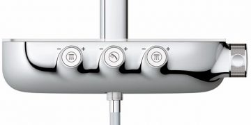 Les boutons de commandes du mitigeur de la colonne de douche SmartControl de Grohe