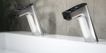 mitigeur-electronique-sur lavabo-de WC-publics