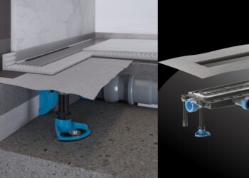 Le corps d'avaloir DallFlex de Dallmer pour caniveau de douche de plain-pied.