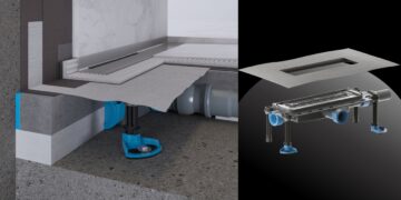 Le corps d'avaloir DallFlex de Dallmer pour caniveau de douche de plain-pied.