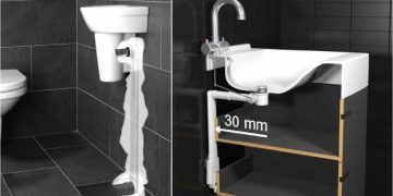 Evacuations d'un lavabo et d'une vasque réalisées avec Slim System Easy Drain