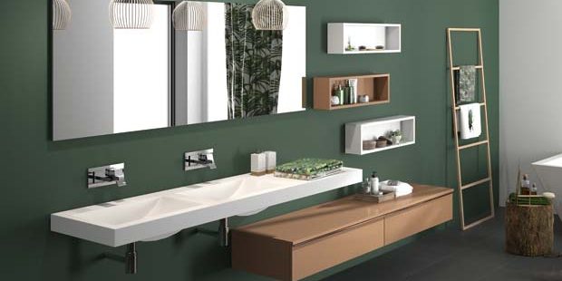 Ambiance salle de bains avec la gamme Extanso de Cedam.
