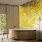 Carrelage Jungle, avec des feuilles de Ginkgo à l'automne