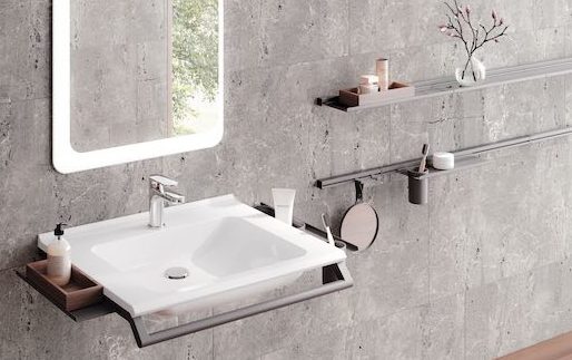 Salle de bains avec lavabo PMR Hewi