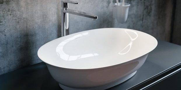 Vasque ovale en céramique blanche brillante