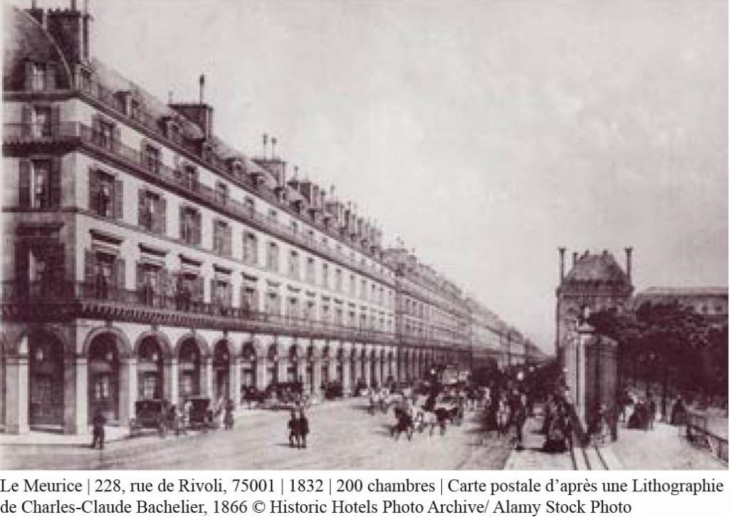 carte postale de l'hôtel meurice en 1832