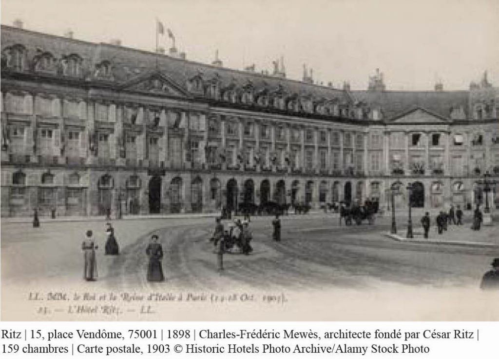 carte postale de l'hôtel Ritz paris 1898