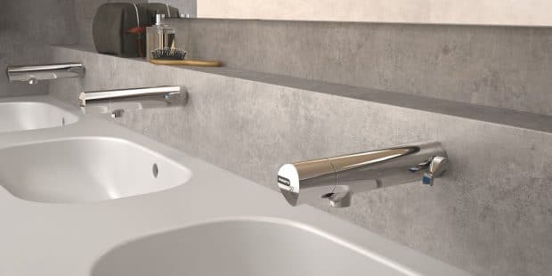 lavabo collectif avec robinets muraux électroniques presto safe