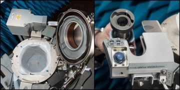Deux photos des nouvelles toilettes de la station spatiale internationale