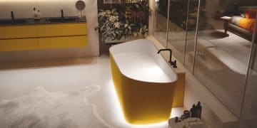 Baignoire ilot jaune Infinity de Novellini