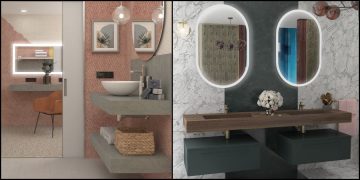 deux exemples de meubles de salle de bain Infinie de Sanijura