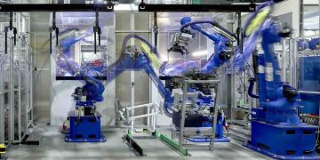 ballet de robot à l'usine Geberit de Lichtenstein en Allemagne