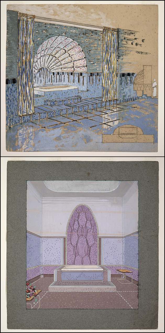 dessin de salles de bains en mosaïques Odorico