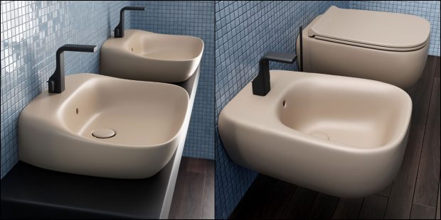 lavabo, WC et bidet beige Fluo de Faminia