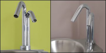 robinet supratech à deux becs pour distribuer le savon