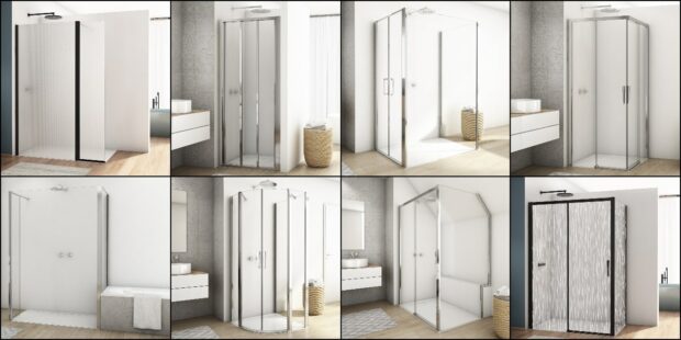 Différentes configurations de parois et portes de douche