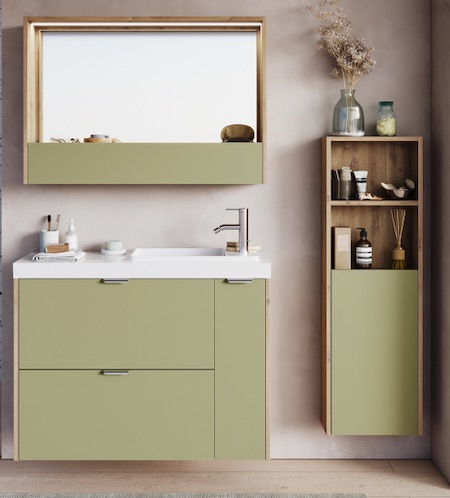 Meuble vasque Optimise de Delpha, couleur vert olive