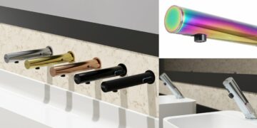 les sept finitions du robinet mural sans contact Presto Linea