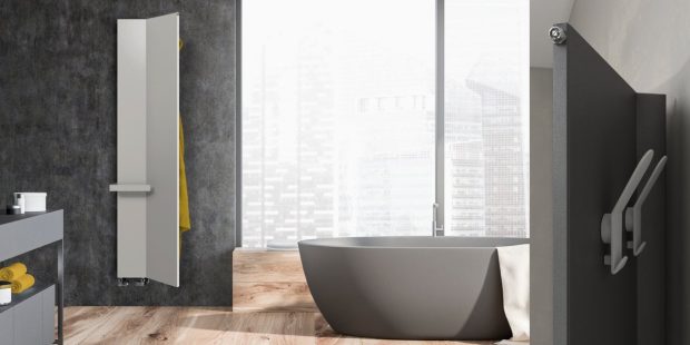 Le sèche-serviettes Veletta de Brem dans une salle de bains