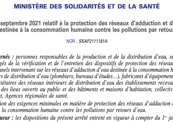 Début arrêté sur la protection contre les retours d'eau