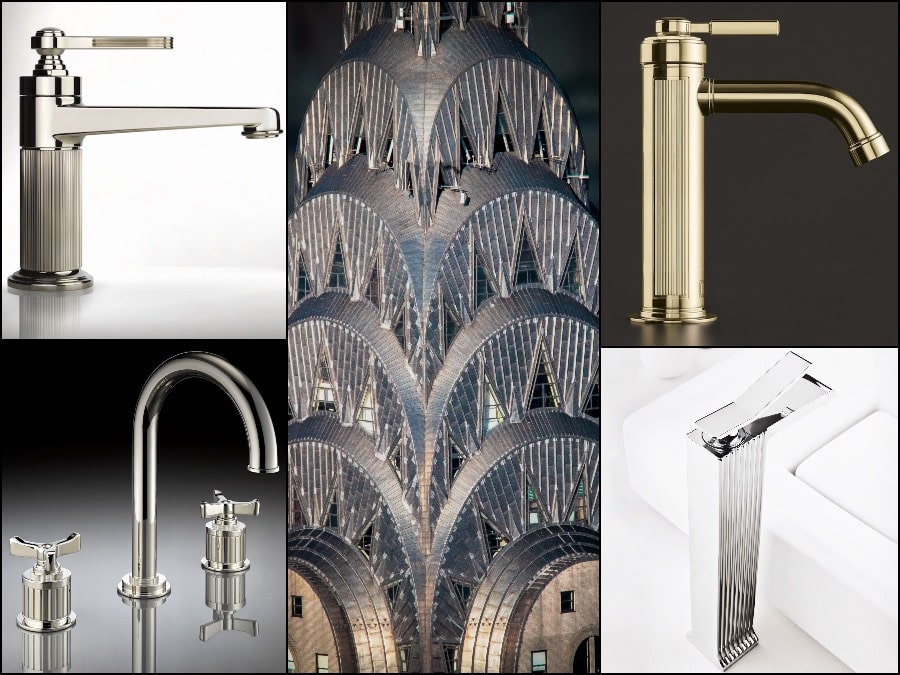 Exemples de robinetteries sanitaires de style Art déco revisité