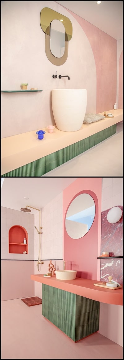 Deux salles de bains décorées avec les panneaux muraux Décofast de Lazer