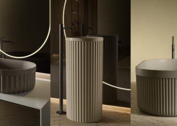 Vasques, lavabo totem, baignoire Heritage de Inbani aux surfaces cannelées