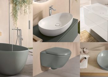 vasques, cuvette WC et robinetterie Antao de Villeroy & Boch, coloris vert