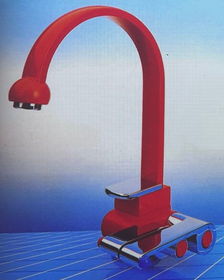 Un robinet rouge design de l'année 1987