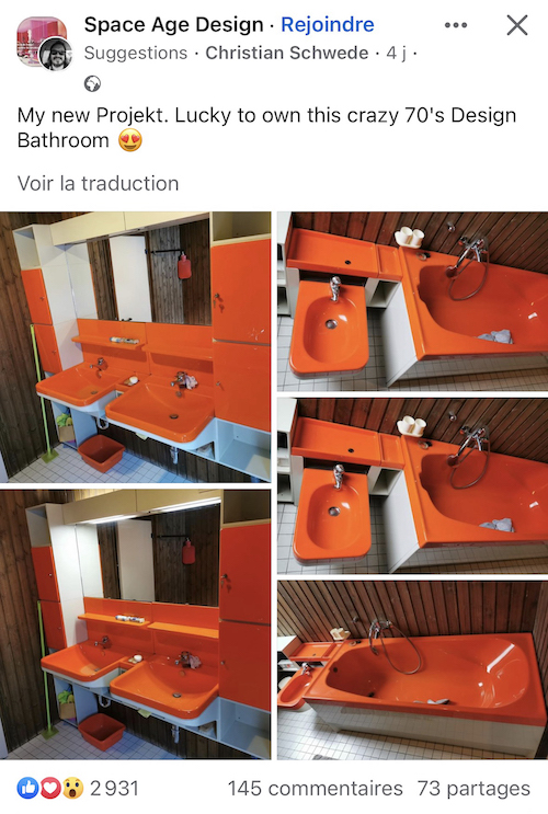 salle de bains vintage rouge