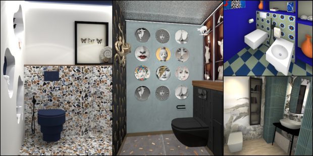 Les quatre salles de bains lauréates de la 3D Cup Agenceur du bain
