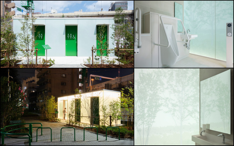 Les toilettes publiques en verre dépoli de Takenosuke Sakakura à Tokyo