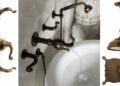 Luxueuses robinetteries de lavabo et de douche dont le bec dessine un éléphant