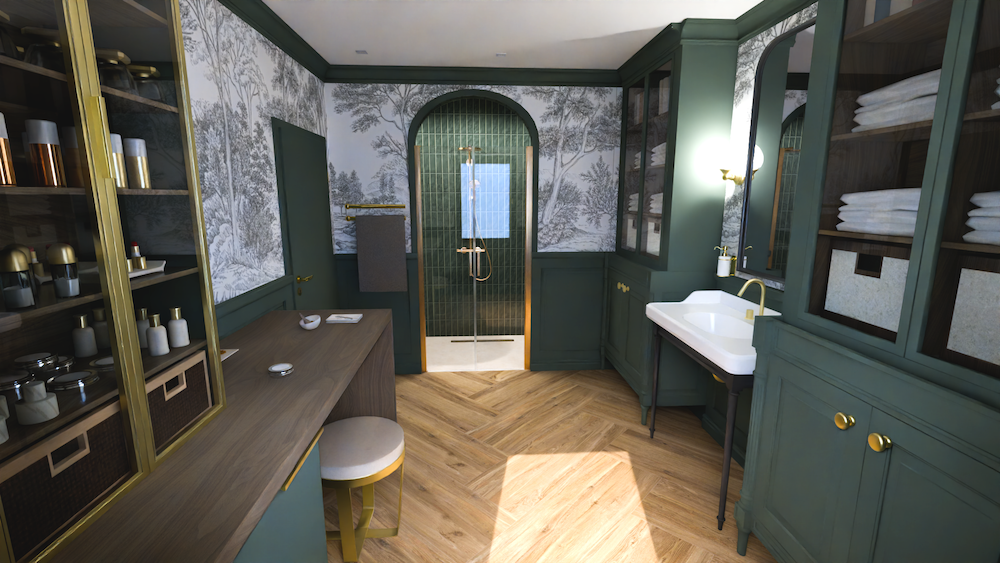 Salle de bains atelier de cosmétiques, style boutique d'aapothicaire, 3D Cup 2025