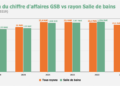 Evolution du chiffre d'affaires de tous les rayons de la GSB vs celui de la salle de bains