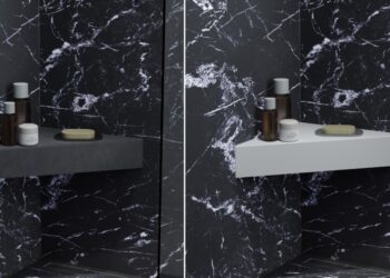 Banquette d'angle pour la douche Sanaosa de Wedi