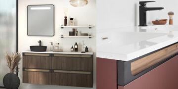 Meuble-vasque Vision de Delpha en finition noyer.
