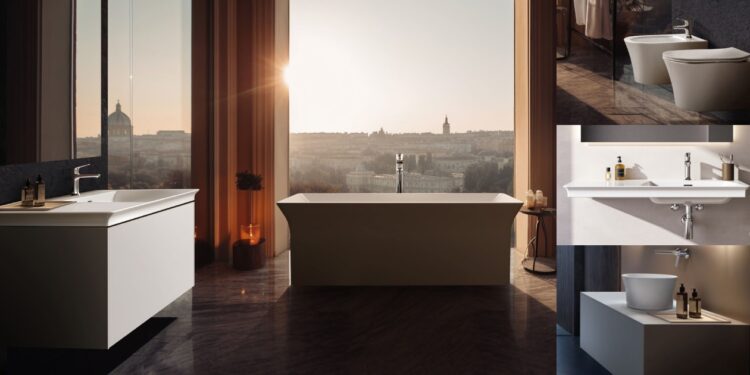 La baignoire, le meuble, la vasque… de la salle de bain La Dolce Vita d'Ideal Standard, caractérisée par ses lignes incurvées