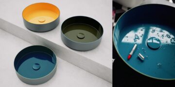 La vasque en acier Tricolor de Alape, dans ses différents coloris