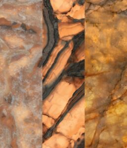 Exemples de carrelage mural imitant l'ambre. 