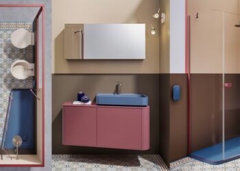 Les paroi, receveur, meuble et vasque à pans coupés gain de place Gradi12 de TDA