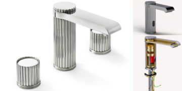 Les robinets de la collection Ennio de Stella, aux corps et manettes cannelés