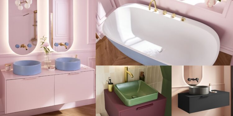 Différentes vues de la salle de bains Bastille de JacobDelafon.