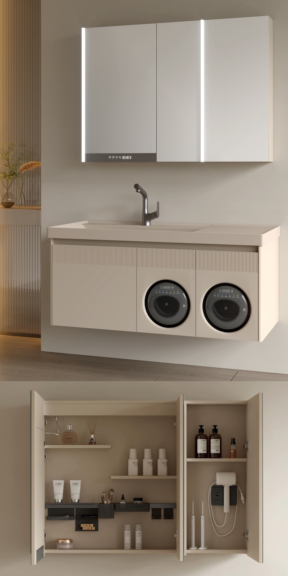 Le meuble-vasque G5 iWash de Jomoo intégrant le lave-linge.