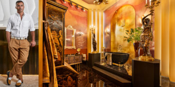Oscar Lucien Ono et le Salon de Bain de l'hôtel imaginaire Aurea, créé pour le salon du meuble de Milan 2026.