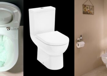 Cuvette suspendue et WC à poser LakeGlade de Hansgrohe.