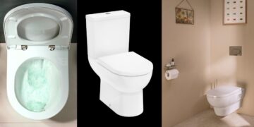 Cuvette suspendue et WC à poser LakeGlade de Hansgrohe.