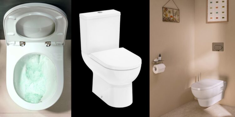 Cuvette suspendue et WC à poser LakeGlade de Hansgrohe.