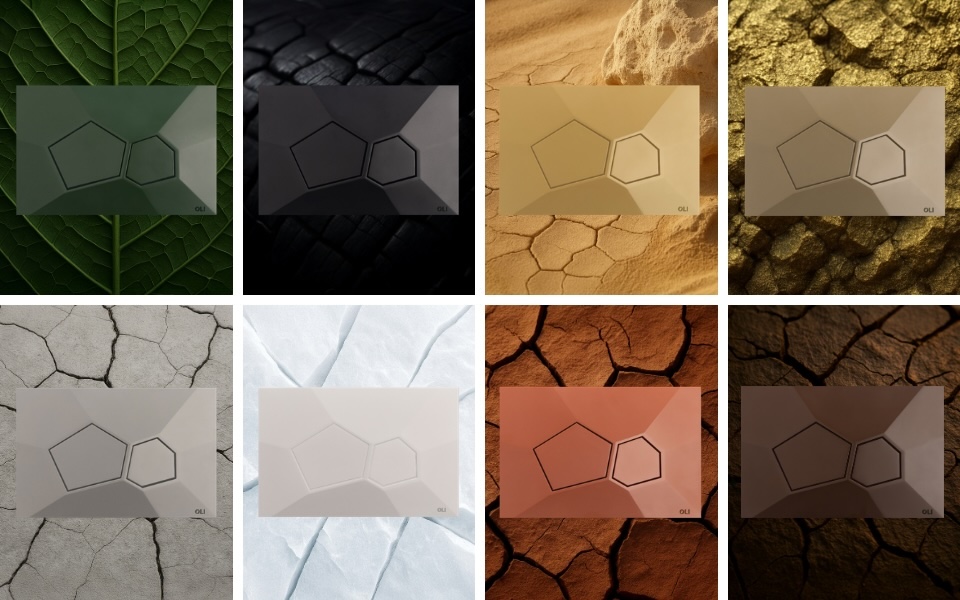 Les huit couleurs des plaques de commande de WC suspendu Voronoi de Oli.